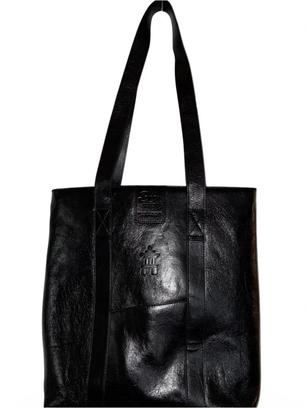 Like New Bros Leather Supply Company Large‎ Black Leather Tote Bag - Classic